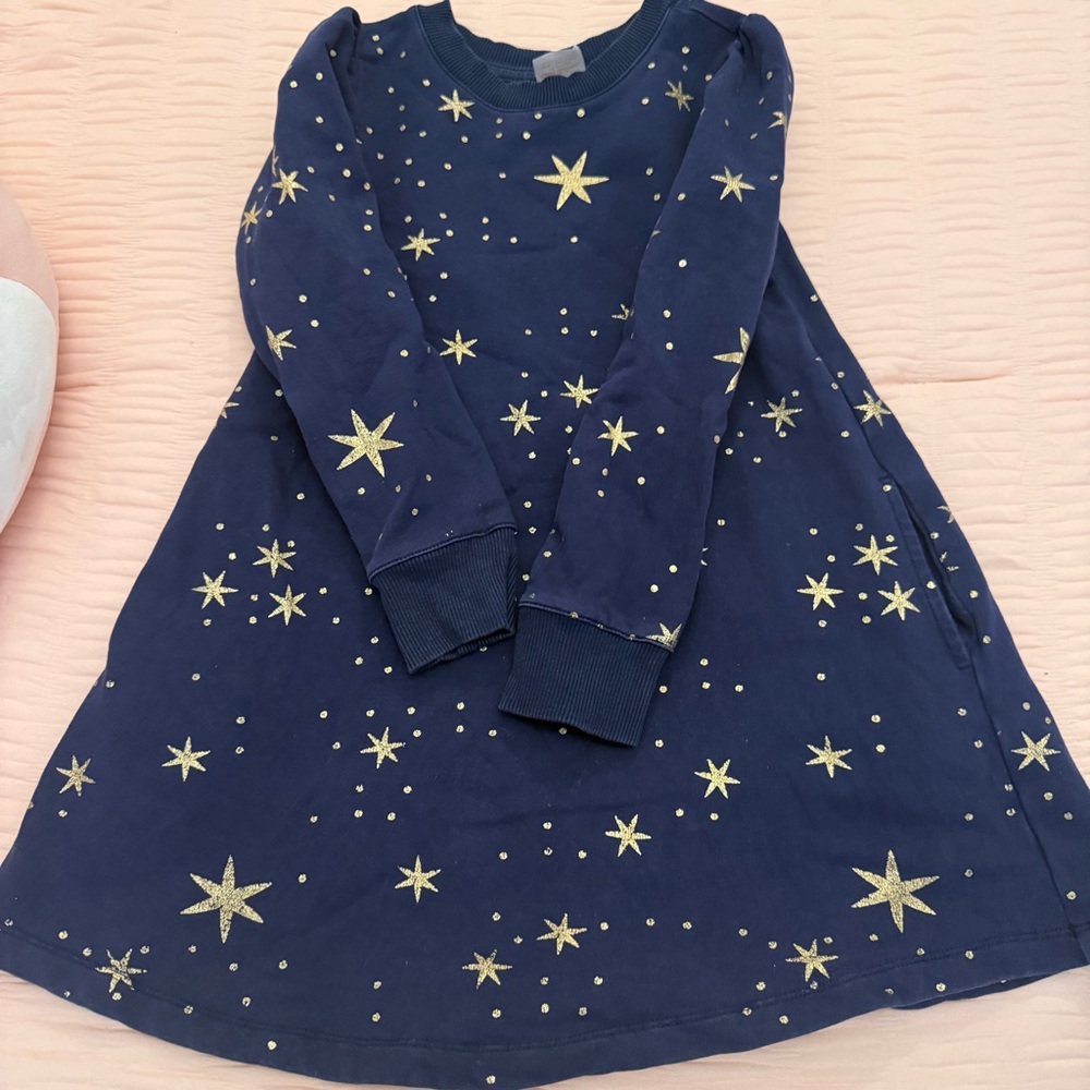 Hanna Andersson Blue Dress with Gold Stars